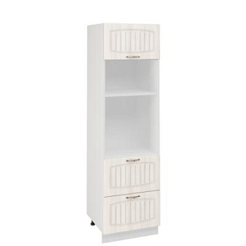 Пенал ПДМ600-1Г2Я Корпус: ЛДСП белый 16мм; фасад: фрезеровка Гренада, МДФ сандал 16мм