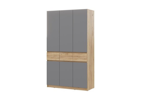 БОСТОН ЛАЙТ Шкаф ШК-003 (3-ств.) Корпус - Дуб Крафт золотой К003  Фасад ЛДСП - Серый Шифер