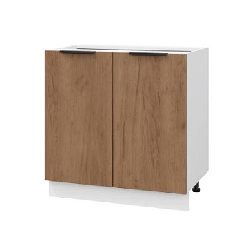 Шкаф нижний ШН 800 Корпус: ЛДСП белый 16мм; фасад: фрезеровка Оливия, ЛДСП дуб крафт табачный 16 мм