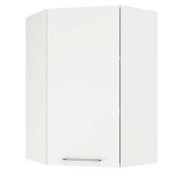 Шкаф верхний угловой (премьер)  ШВУ 600Н Корпус: ЛДСП белый 16мм; фасад: фрезеровка Олива, МДФ глянец белый 16мм