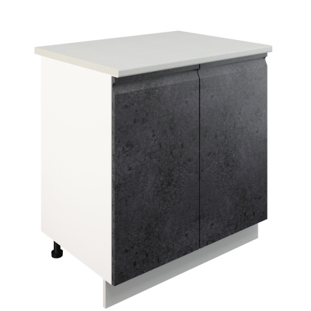 Шкаф нижний ШН 800 Корпус: ЛДСП белый 16мм; фасад: фрезеровка Бруклин, МДФ бетон черный 16мм