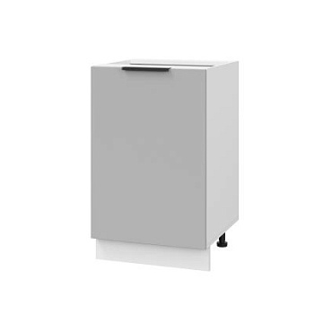 Шкаф нижний ШН 500 Корпус: ЛДСП белый 16мм; фасад: фрезеровка Оливия, ЛДСП серый софт 16 мм