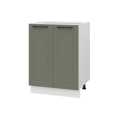 Шкаф нижний ШН 600 Корпус: ЛДСП белый 16мм; фасад: фрезеровка Кельн, МДФ софт лайт хаки 16 мм