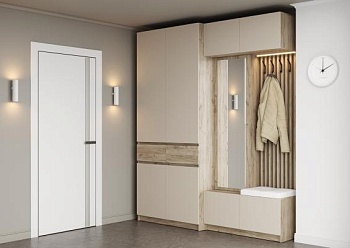 Модульная прихожая Бостон Дуб Крафт серый / Кашемир (ЛДСП)