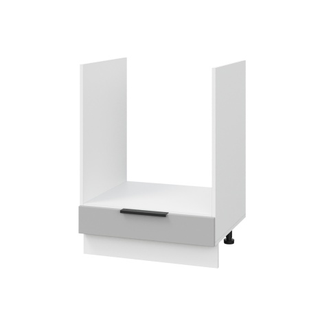 Шкаф нижний духовой ШНД 600 Корпус: ЛДСП белый 16мм; фасад: фрезеровка Оливия, ЛДСП серый софт 16 мм