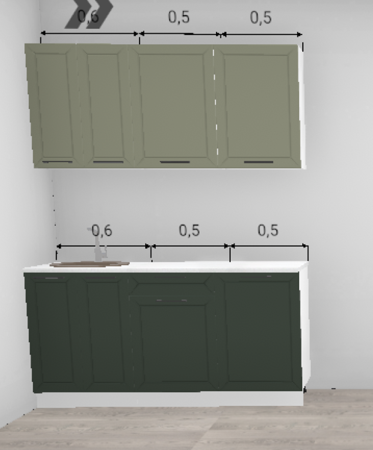 Кухня Кельн Софт лайт хаки/ Софт пихтовый зеленый (низ) 1,6 м (3116)