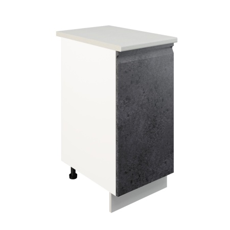 Шкаф нижний ШН 400 Корпус: ЛДСП белый 16мм; фасад: фрезеровка Бруклин, МДФ бетон черный 16мм