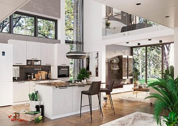 Модульная кухня Нувель Бетон белый Модульная кухня Нувель Бетон белый