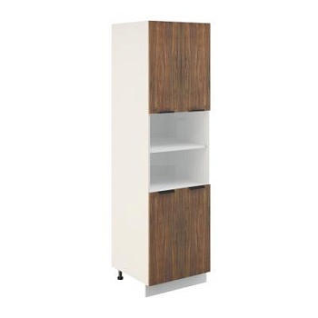 Пенал ПД600-22 Корпус: ЛДСП белый 16мм; фасад: фрезеровка Норд, МДФ орех канадский 16 мм