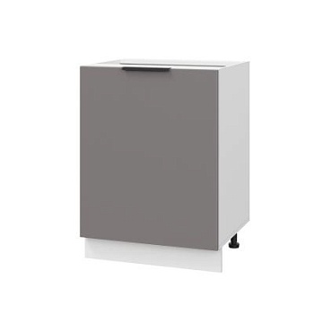 Шкаф нижний ШН 600-1 Корпус: ЛДСП белый 16мм; фасад: фрезеровка Оливия, МДФ моно брауни 16 мм