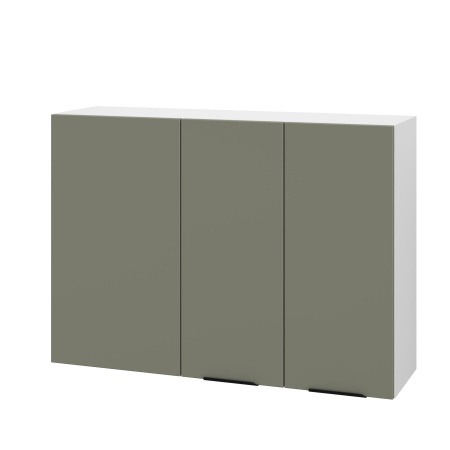 Шкаф верхний угловой ШВУП 1000 Корпус: ЛДСП белый 16мм; фасад: фрезеровка Норд, МДФ софт лайт хаки 16 мм