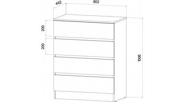 Ленора Комод 4 ящика Дуб вотан / Графит