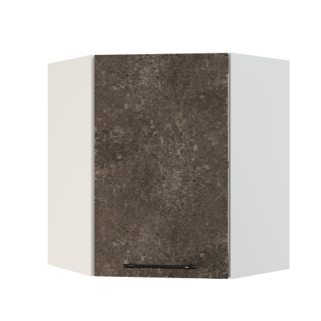 Шкаф верхний угловой ШВУ 600 Корпус: ЛДСП белый 16мм; фасад: фрезеровка Нувель, МДФ бетон коричневый 16мм