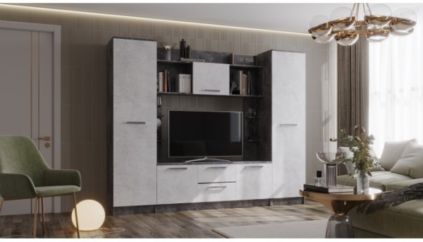 Гостиная Дублин Цемент темный / Цемент светлый