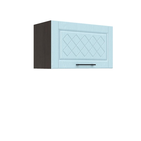 Шкаф верхний горизонтальный ШВГ 600 Корпус: ЛДСП венге 16мм; фасад: фрезеровка Барселона, МДФ голубой тик 16мм