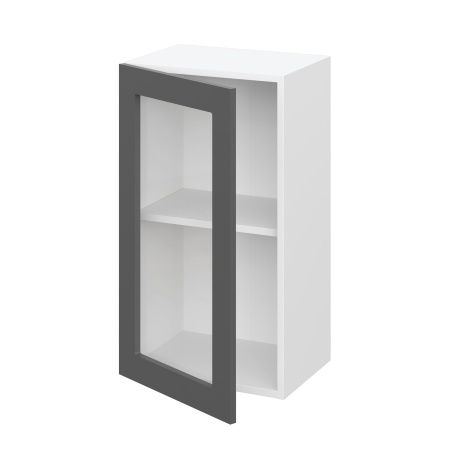 Шкаф верхний со стеклом ШВС 400 Барселона белый массив (МДФ 16мм МС София)