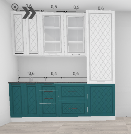 Кухня Премьер Барселона Белое дерево / Морское дерево 2,2 м с пеналом 600 (4857)