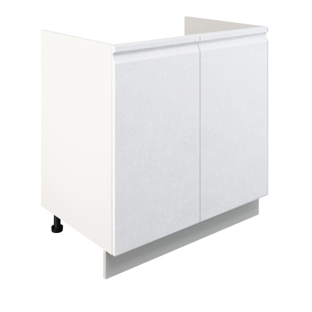 Шкаф нижний под мойку ШНМ 800 Корпус: ЛДСП белый 16мм; фасад: фрезеровка Бруклин, МДФ бетон белый 16мм