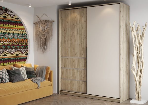 БОХО Шкаф-купе ШК-006 (Д.1800) Дуб крафт серый / Кашемир