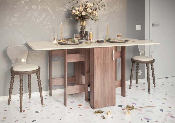 Стол-книжка с баром СТК-002 Ясень шимо темный/ясень шимо светлый