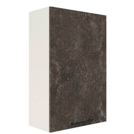 Шкаф верхний (премьер) ШВ 600Н-1 Корпус: ЛДСП белый 16мм; фасад: фрезеровка Нувель, МДФ бетон коричневый 16мм