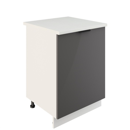 Шкаф нижний ШН 600-1 Корпус: ЛДСП белый 16мм; фасад: фрезеровка Норд, МДФ софт смок 16 мм