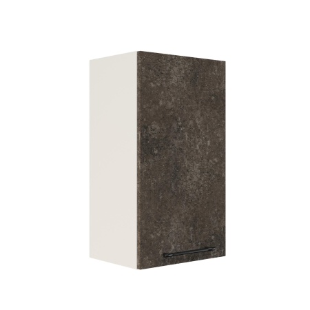 Шкаф верхний ШВ 400 Корпус: ЛДСП белый 16мм; фасад: фрезеровка Нувель, МДФ бетон коричневый 16мм