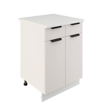 Шкаф нижний с ящиками ШН2Я 600 Корпус: ЛДСП белый 16мм; фасад: фрезеровка Норд, МДФ софт даймонд 16 мм