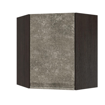 Шкаф верхний угловой ШВУ 600 Корпус: ЛДСП венге 16мм; фасад: фрезеровка Бруклин, МДФ бетон коричневый 16мм