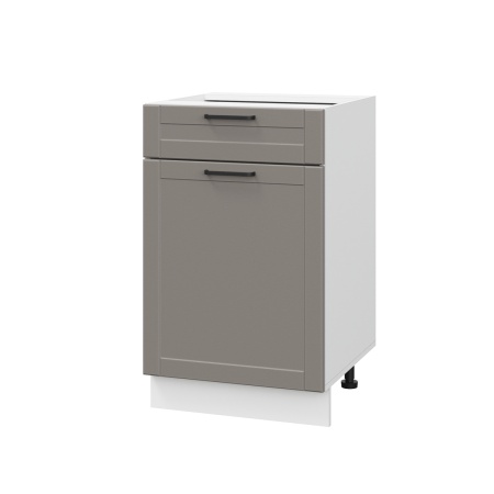 Шкаф нижний с ящиком ШН1Я 500 Корпус: ЛДСП белый 16мм; фасад: фрезеровка Диада, МДФ лофт кварц 16 мм