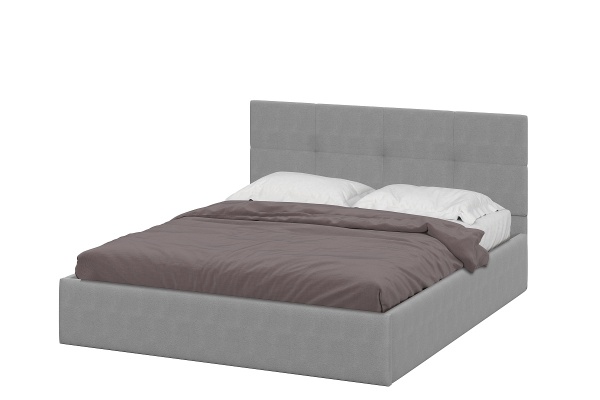 Кровать двойная №4 (1,6*2,0 мягкая) Ткань серый