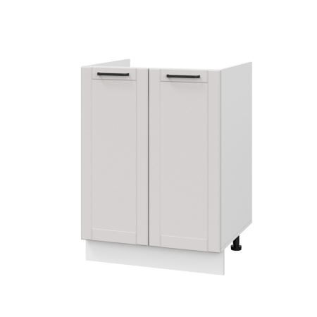 Шкаф нижний под мойку ШНМ 600 Корпус: ЛДСП белый 16мм; фасад: фрезеровка Диада, МДФ лофт крем 16 мм