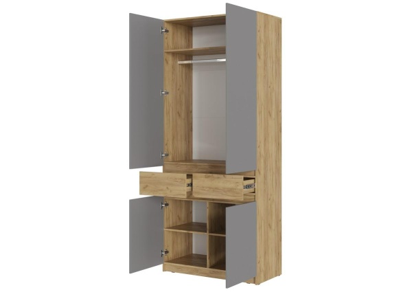 БОСТОН ШК-001 Шкаф 2-ств. ЛДСП (Комплект) Дуб Крафт золотой / Шифер серый