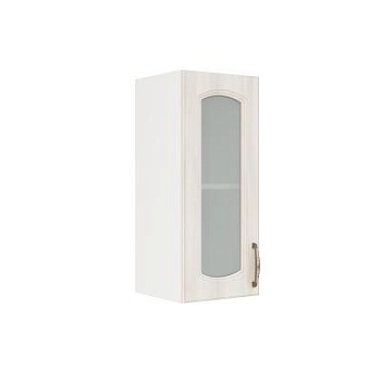 Шкаф верхний со стеклом ШВС 300 Корпус: ЛДСП белый 16мм; фасад: фрезеровка Гренада, МДФ сандал 16мм