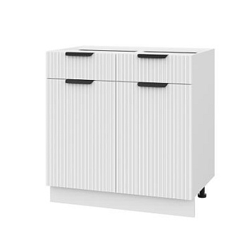 Шкаф нижний с ящиками ШН2Я 800 Корпус: ЛДСП белый 16мм; фасад: фрезеровка Норд Line, МДФ софт пломбир 16 мм