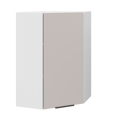 Шкаф верхний угловой (премьер)  ШВУ 600Н Корпус: ЛДСП белый 16мм; фасад: фрезеровка Оливия, МДФ сиена тауп 16 мм