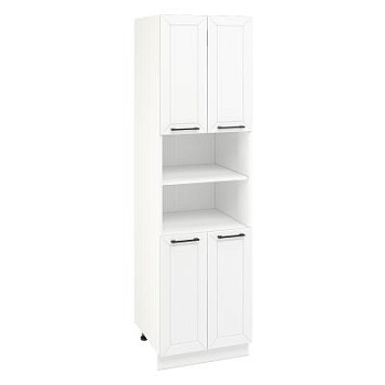 Пенал ПД600-22 Корпус: ЛДСП белый 16мм; фасад: фрезеровка Кельн, МДФ софт пломбир 16 мм