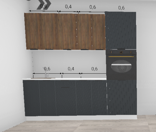 Кухня Норд Line Софт смок / Орех канадский 1,60 м + пенал 600 под духовой шкаф (5840)