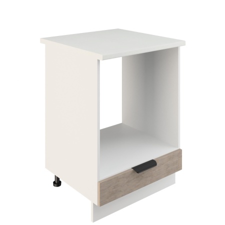 Шкаф нижний духовой ШНД 600 Корпус: ЛДСП белый 16мм; фасад: фрезеровка Норд, МДФ камень беж 16 мм