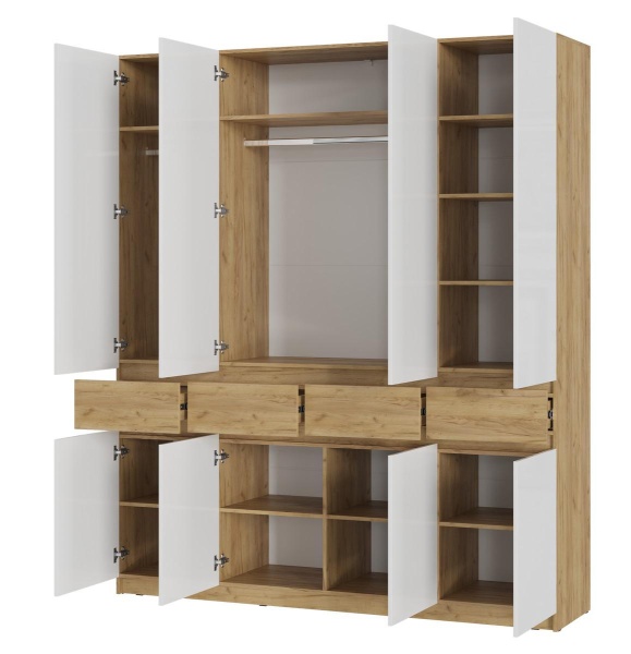 БОСТОН ШК-004 Шкаф 4-ств. МДФ (Комплект) Дуб Крафт золотой / Белый