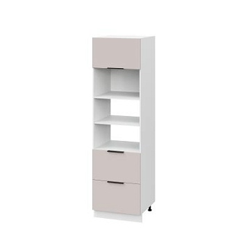 Пенал ПДМ600-1Г2Я Корпус: ЛДСП белый 16мм; фасад: фрезеровка Оливия, МДФ сиена тауп 16 мм