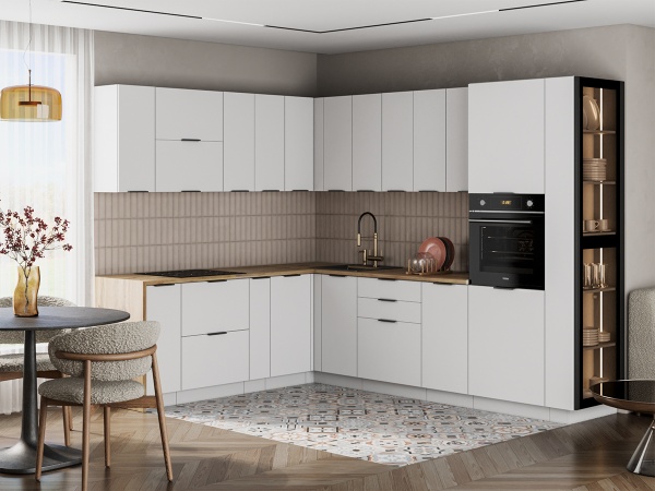 Модульная кухня Альбион Белый матовый / Серый матовый