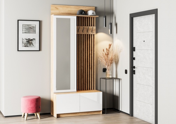 мс для прихожей Стоуби ВШ-1000 Дуб Крафт золотой / Глянец белый