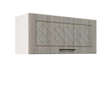 Шкаф верхний горизонтальный ШВГ 800 Корпус: ЛДСП белый 16мм; фасад: фрезеровка Барселона, МДФ седой клен 16мм