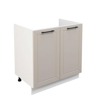 Шкаф нижний под мойку ШНМ 800 Корпус: ЛДСП белый 16мм; фасад: фрезеровка Кельн, МДФ софт бланж 16мм