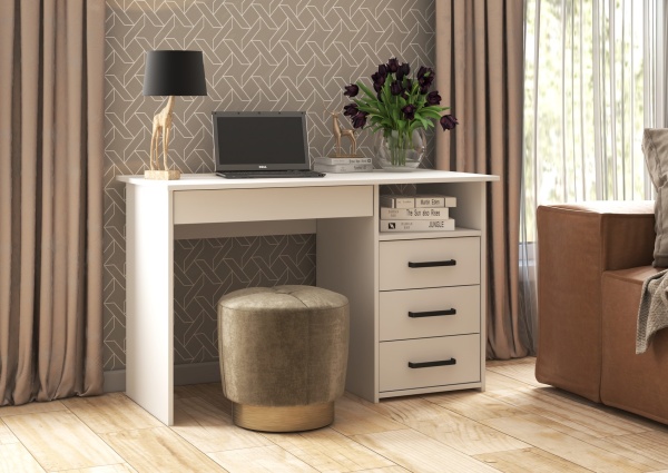 ЛИК-5 Стол письменный СП-3 Корпус - Белый (Гладкий)  Фасад ЛДСП - Белый (Гладкий)