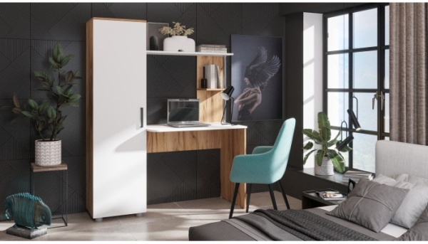 Стол компьютерный Юниор Белый / Дуб вотан