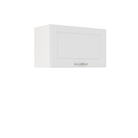 Шкаф верхний горизонтальный ШВГ 600 Корпус: ЛДСП белый 16мм; фасад: фрезеровка Лондон, МДФ дуб белый 16мм