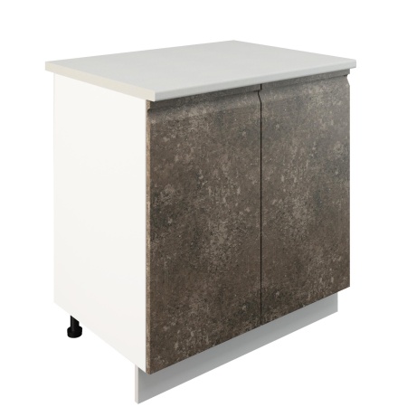 Шкаф нижний ШН 800 Корпус: ЛДСП белый 16мм; фасад: фрезеровка Бруклин, МДФ бетон коричневый 16мм