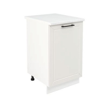 Шкаф нижний ШН 500 Корпус: ЛДСП белый 16мм; фасад: фрезеровка Кельн, МДФ софт айвори 16 мм